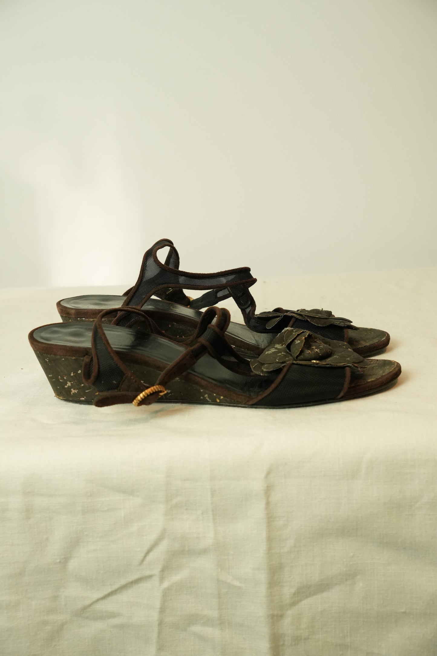 Chanel Camelia Sandals Sz 37.5