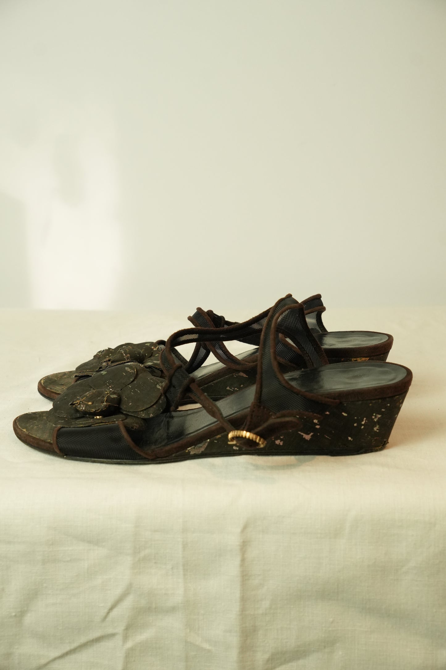 Chanel Camelia Sandals Sz 37.5