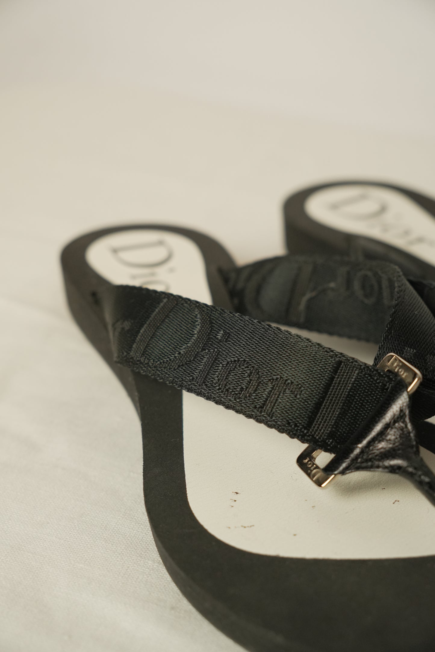 Christian Dior Black Logo Thong Sandals Sz 36