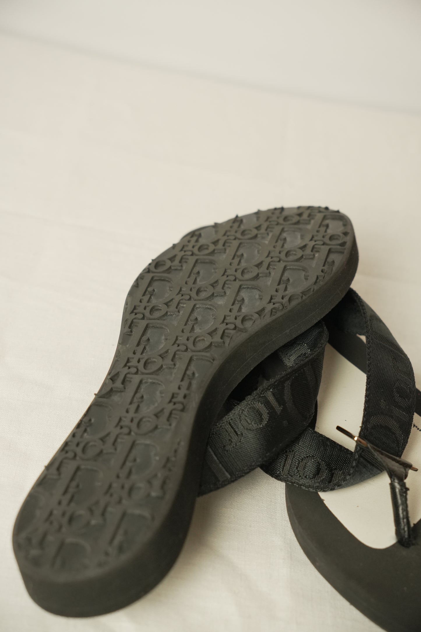 Christian Dior Black Logo Thong Sandals Sz 36