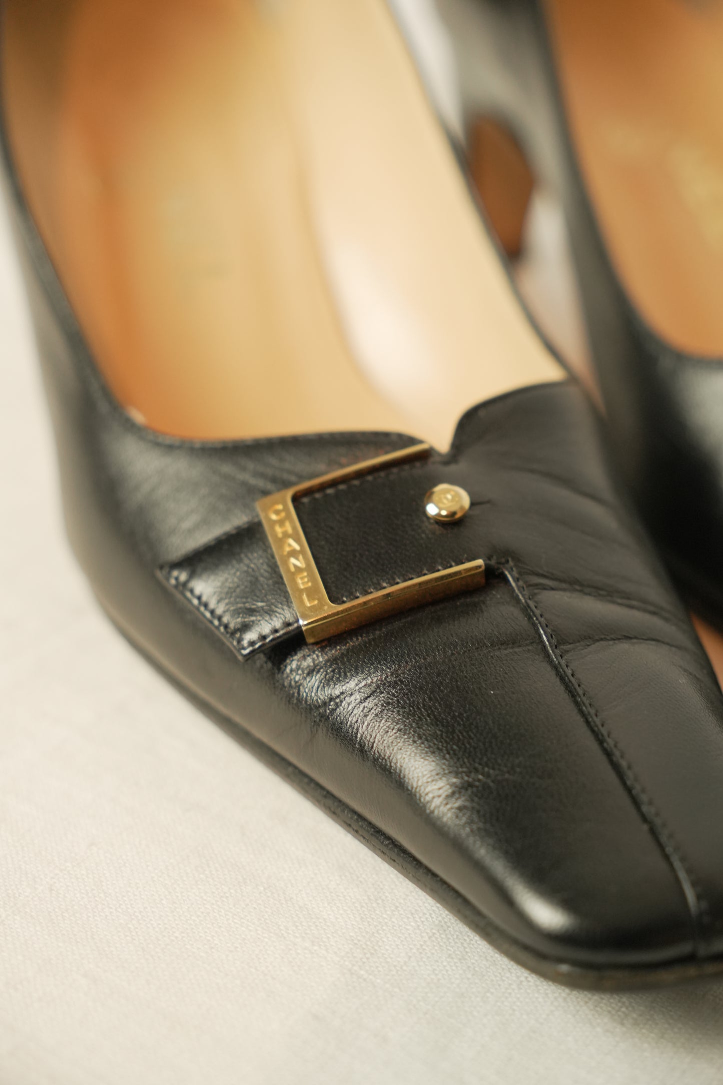Chanel Black Square Toe Buckle Loafer Pumps Sz 37