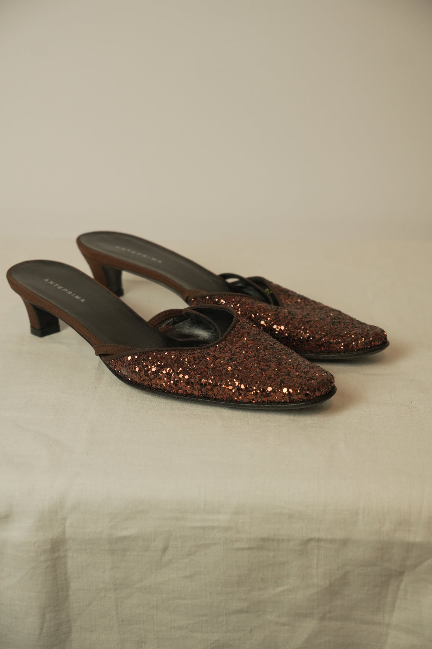 Anteprima Glitter Kitten Heel Mules
