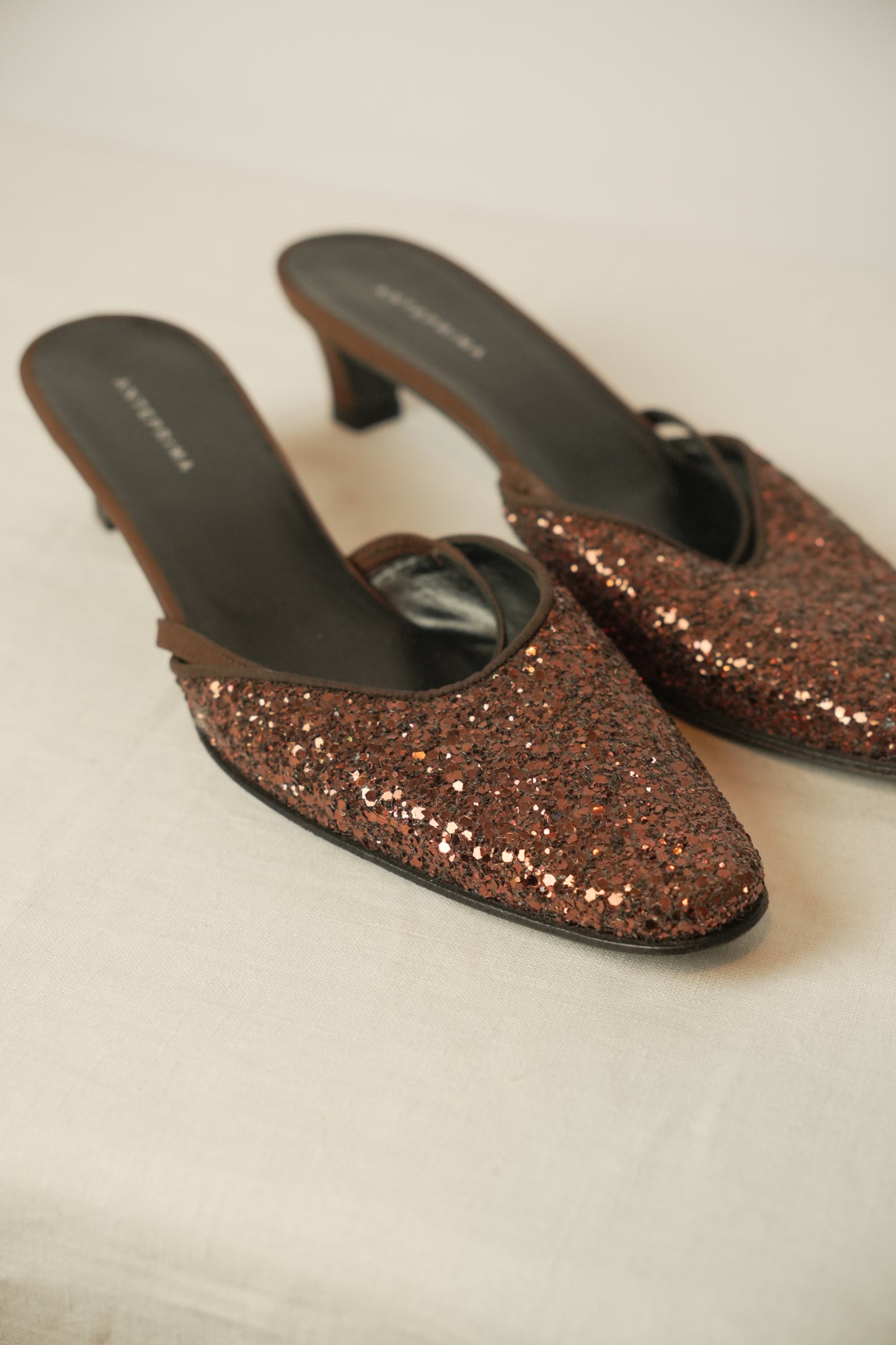 Anteprima Glitter Kitten Heel Mules