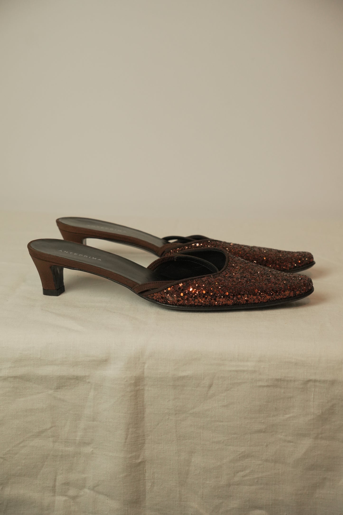 Anteprima Glitter Kitten Heel Mules