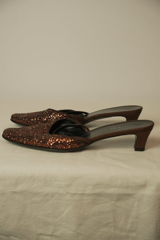 Anteprima Glitter Kitten Heel Mules