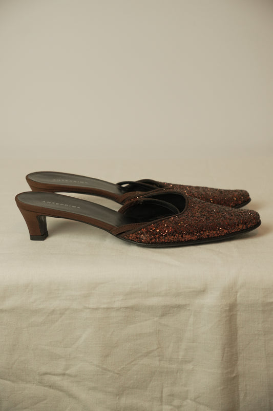 Anteprima Glitter Kitten Heel Mules