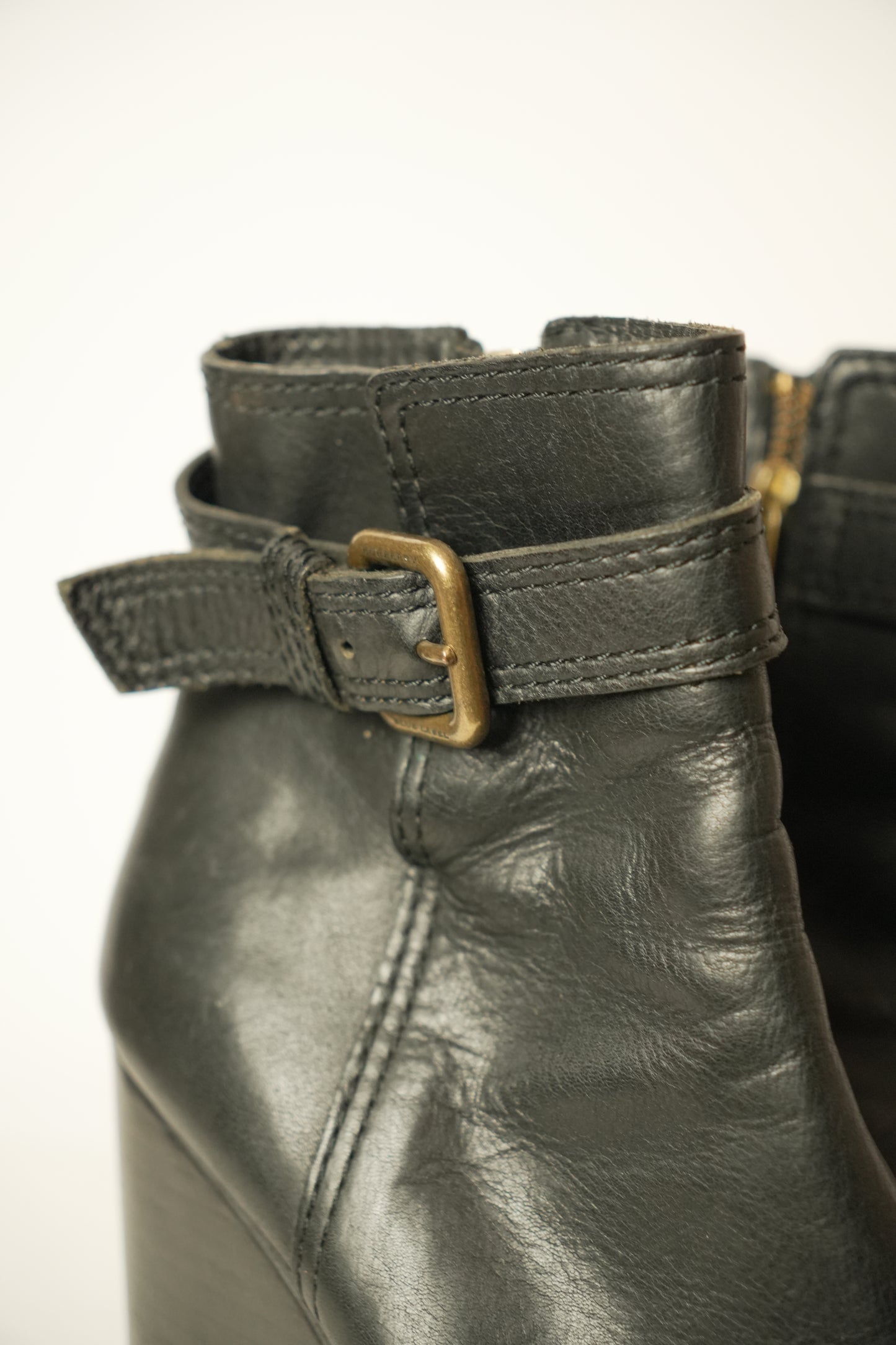 Burberry Peeptoe Leather Platform Wedges Sz 38