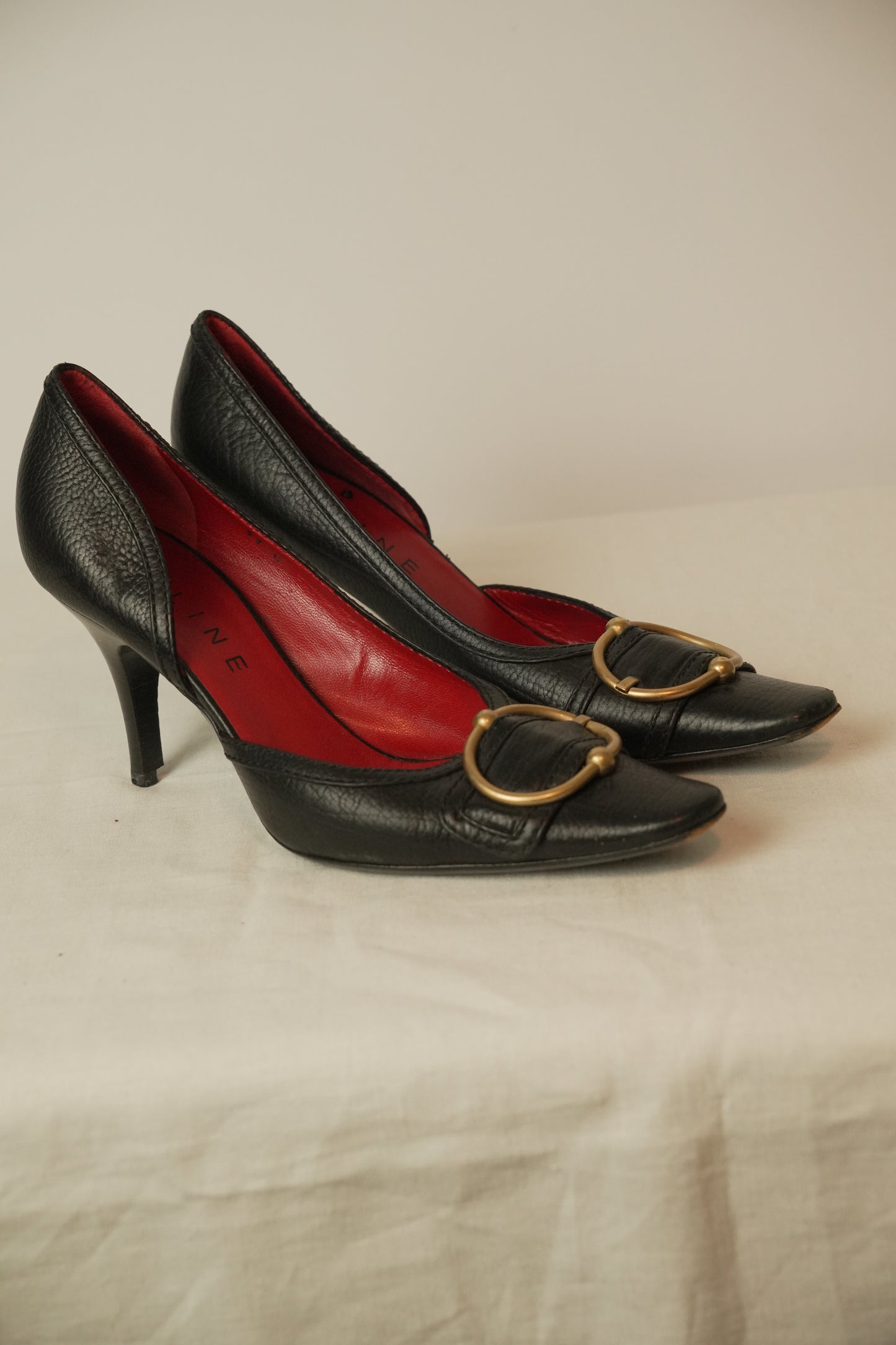 Celine Leather Gold Buckle Pumps Sz37