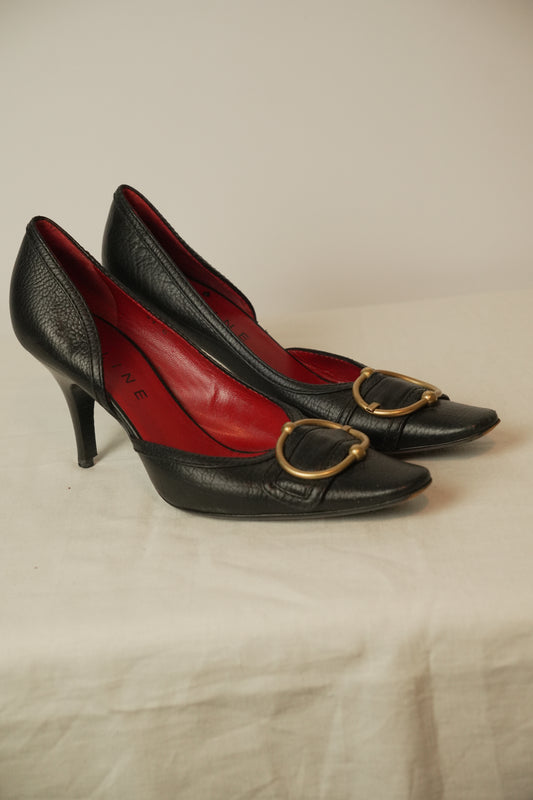 Celine Leather Gold Buckle Pumps Sz37