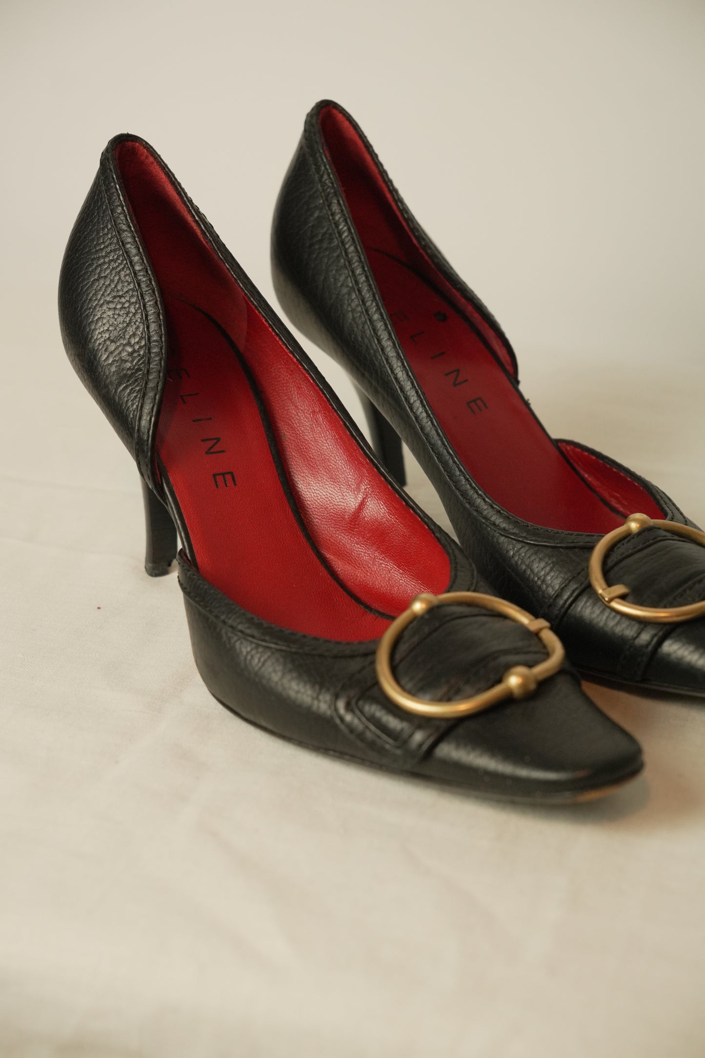 Celine Leather Gold Buckle Pumps Sz37