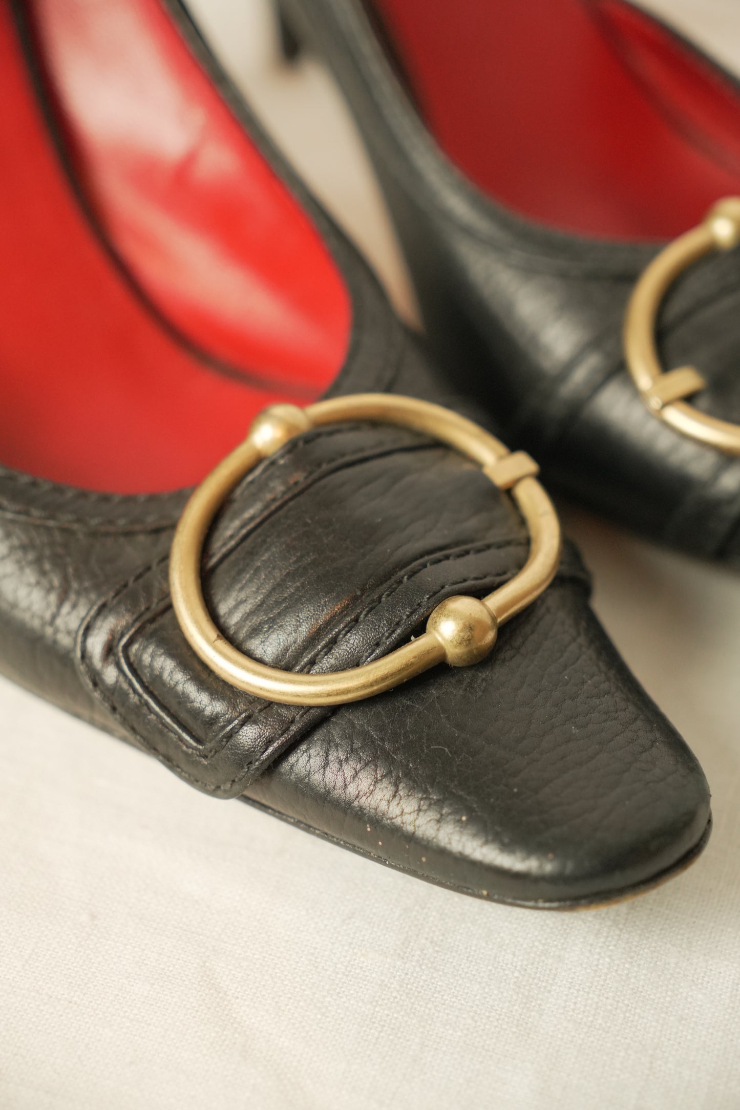 Celine Leather Gold Buckle Pumps Sz37