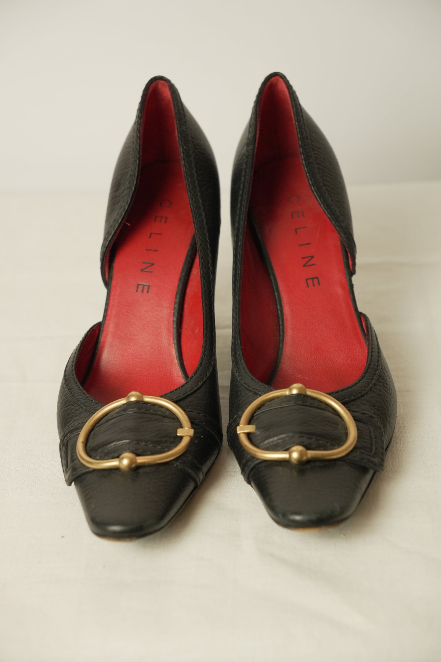 Celine Leather Gold Buckle Pumps Sz37