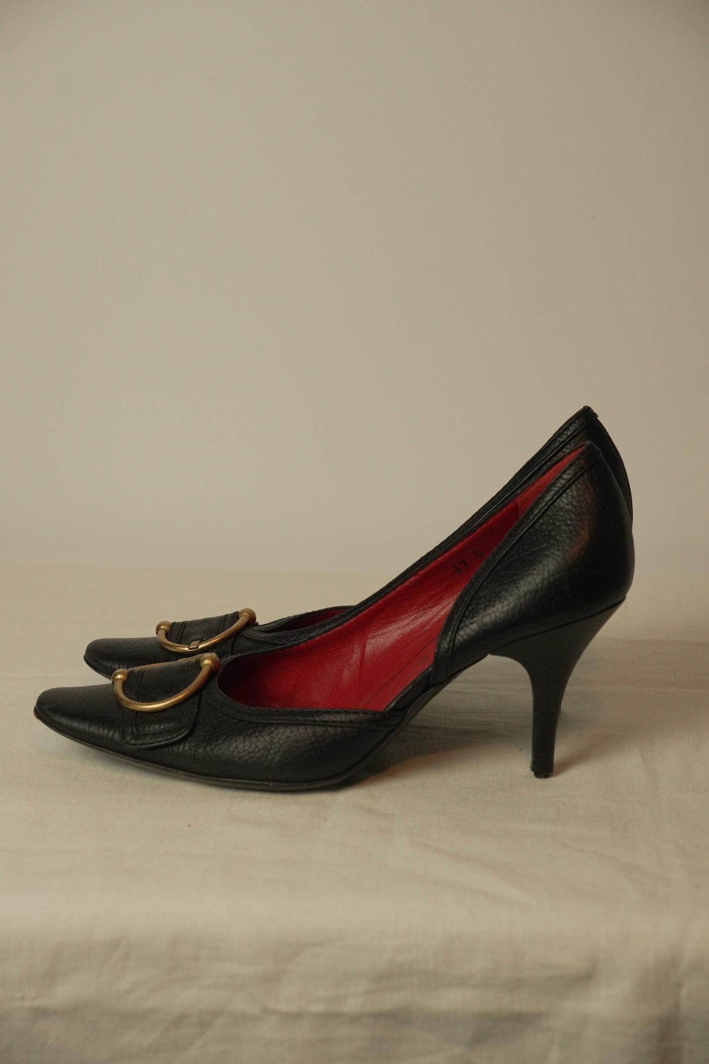 Celine Leather Gold Buckle Pumps Sz37