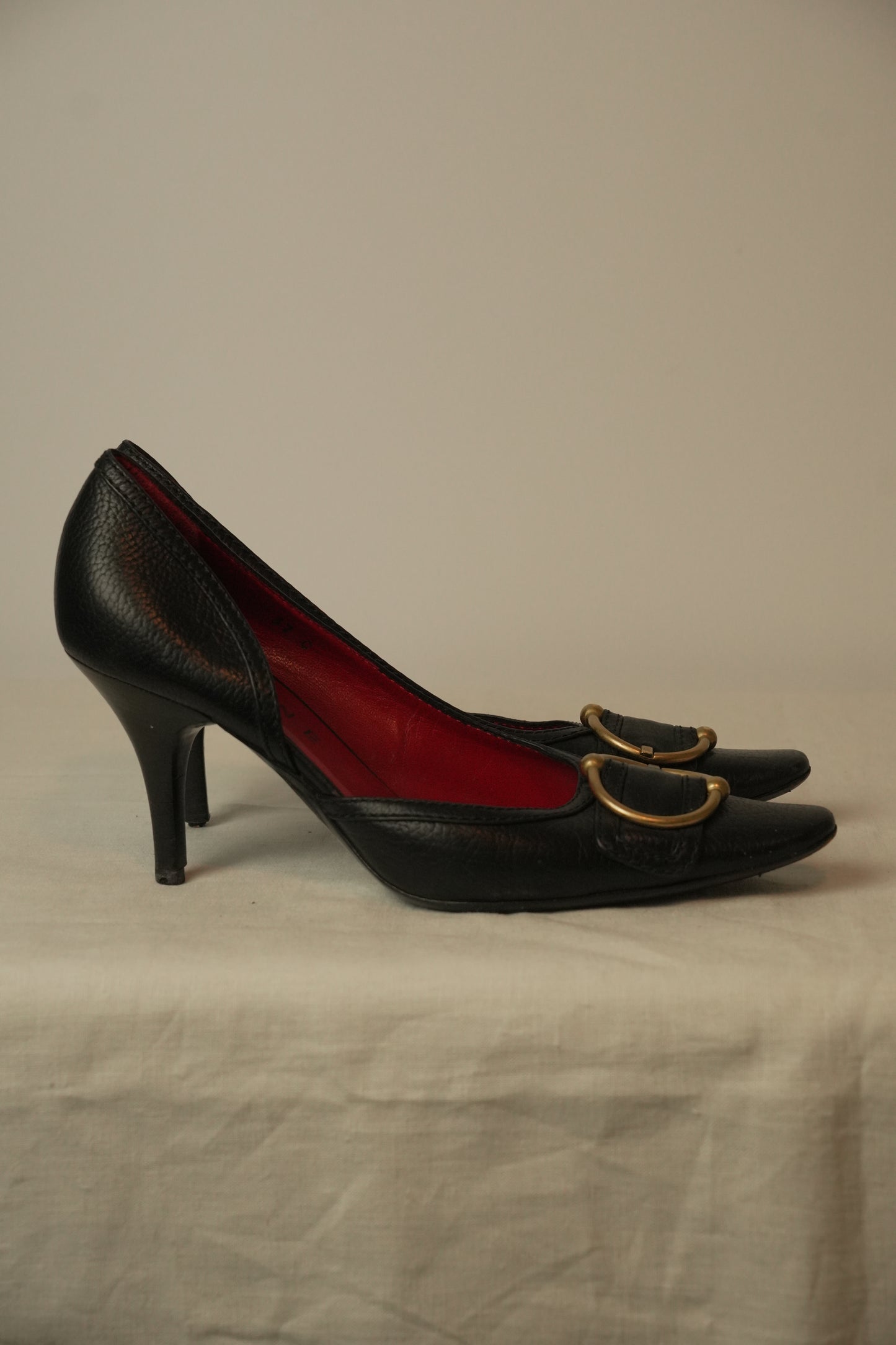 Celine Leather Gold Buckle Pumps Sz37