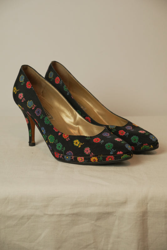 Versace Multi Color Floral Heels