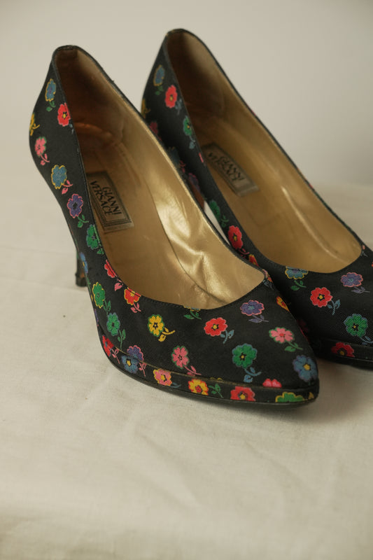 Versace Multi Color Floral Heels