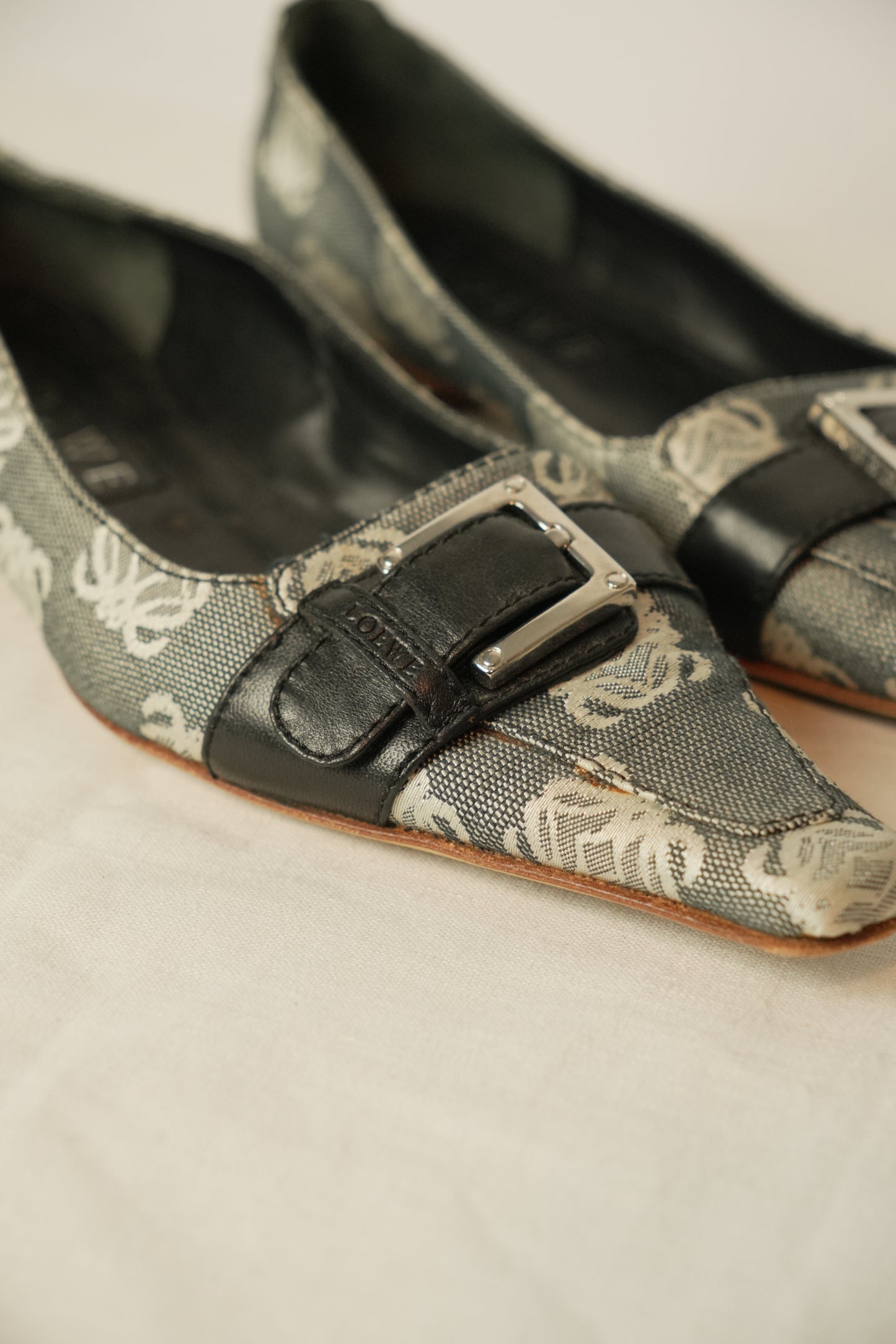 Loewe Monogram Canvas Point Toe Flats Sz 36