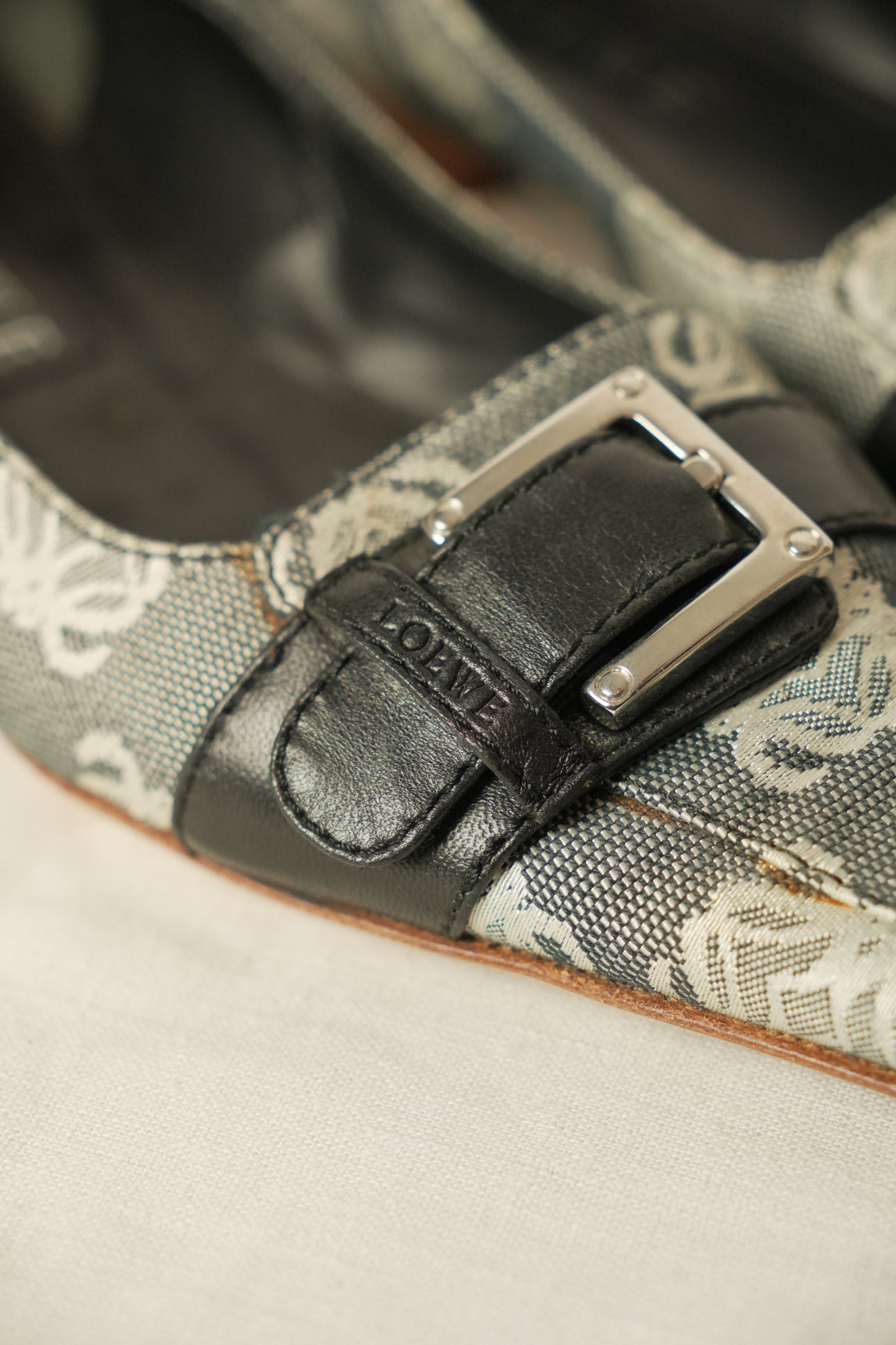Loewe Monogram Canvas Point Toe Flats Sz 36