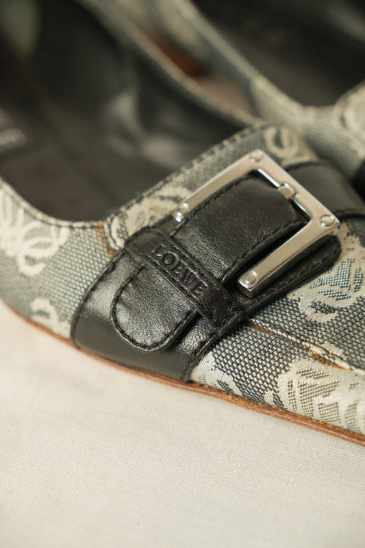 Loewe Monogram Canvas Point Toe Flats Sz 36