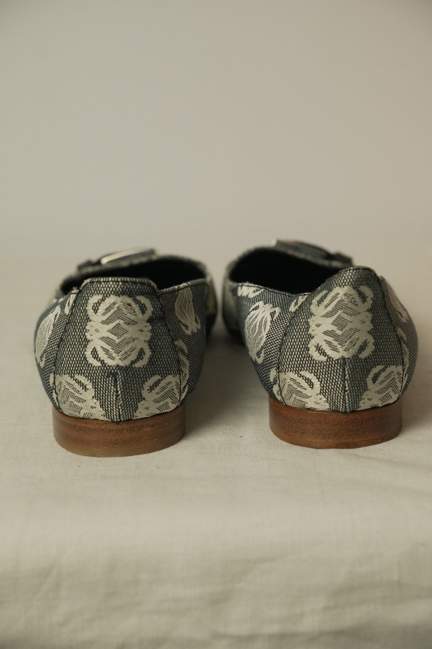 Loewe Monogram Canvas Point Toe Flats Sz 36