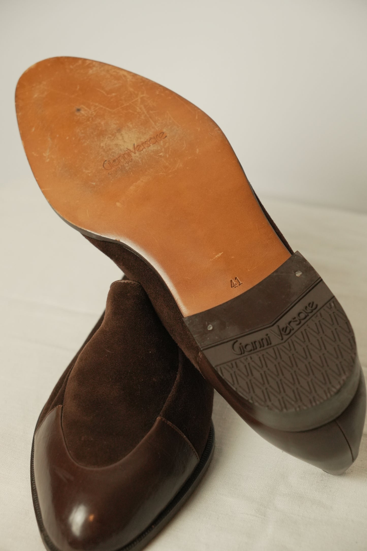 Gianni Versace Brown Suede Leather Loafers Sz41