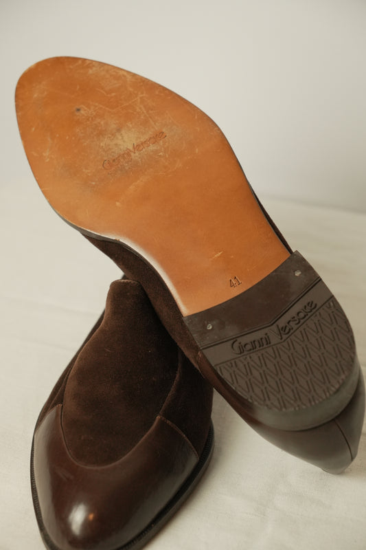 Gianni Versace Brown Suede Leather Loafers Sz41