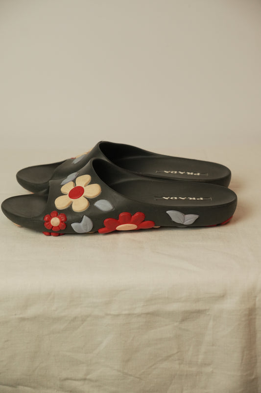 Prada Floral Rubber Slides