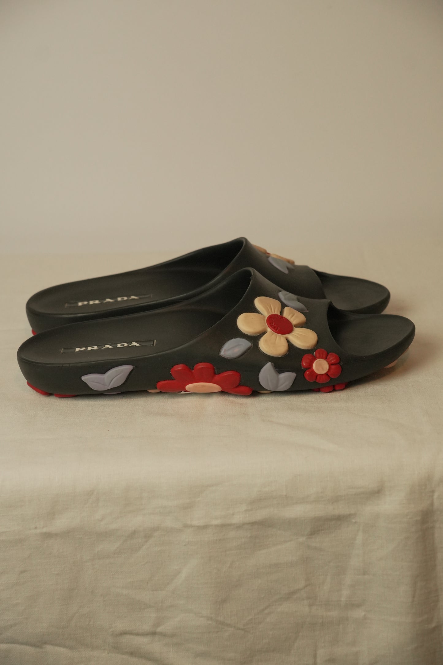 Prada Floral Rubber Slides