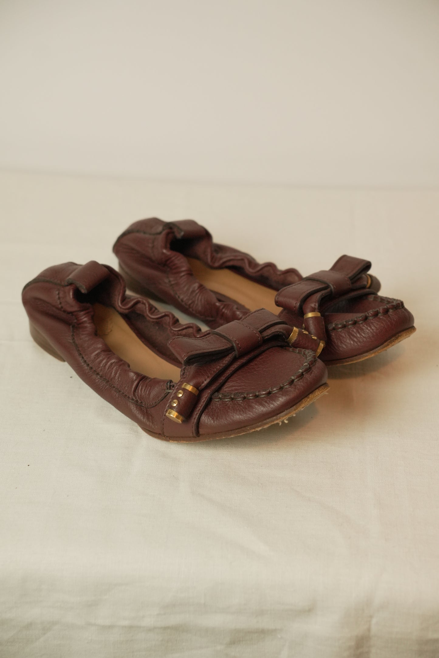Chloe Burgundy Flats Sz 36