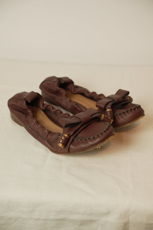 Chloe Burgundy Flats Sz 36
