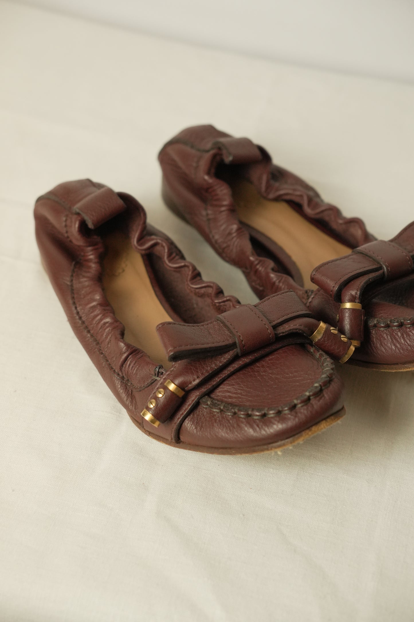 Chloe Burgundy Flats Sz 36