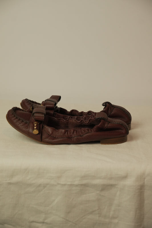 Chloe Burgundy Flats Sz 36