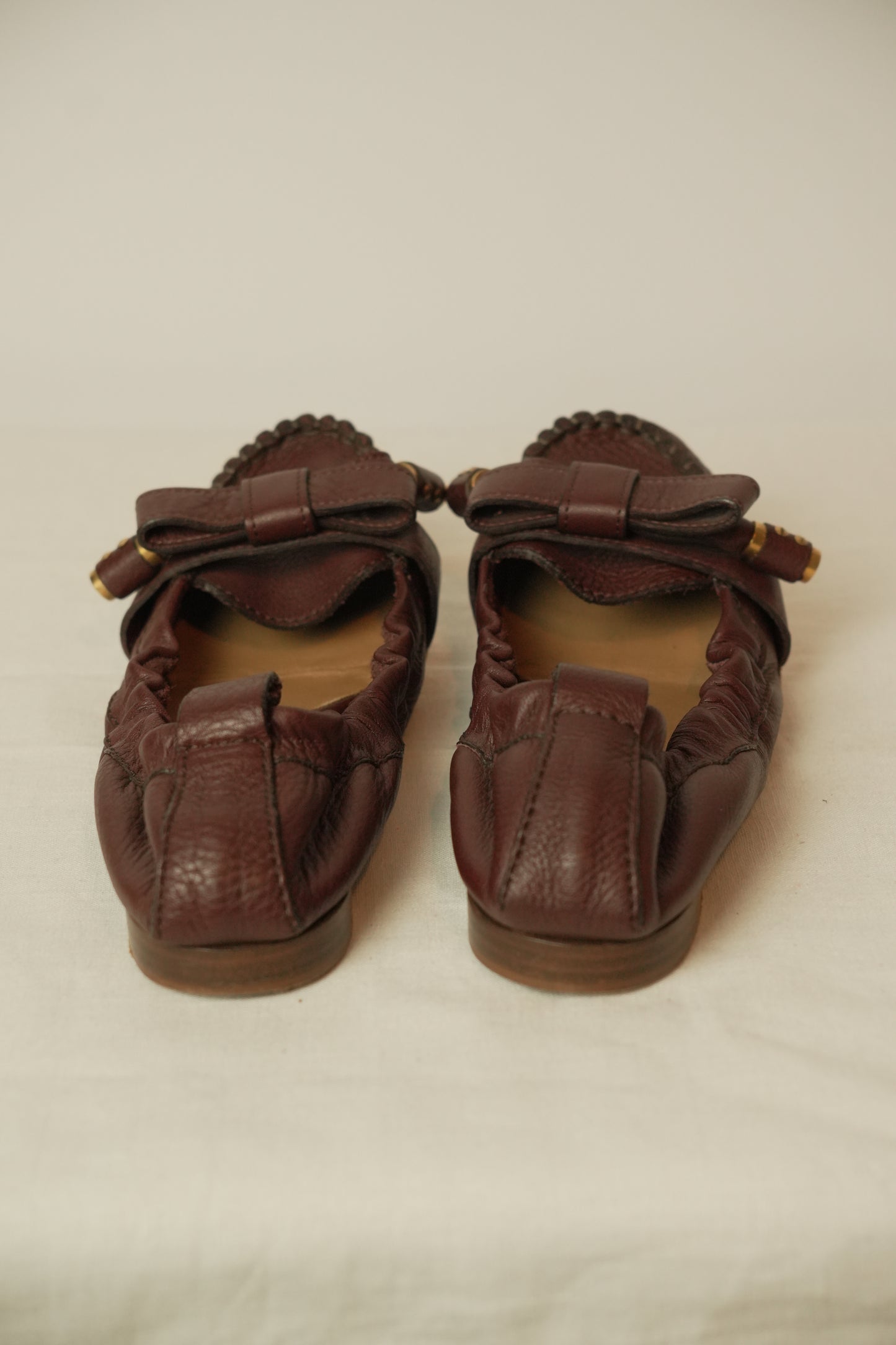 Chloe Burgundy Flats Sz 36