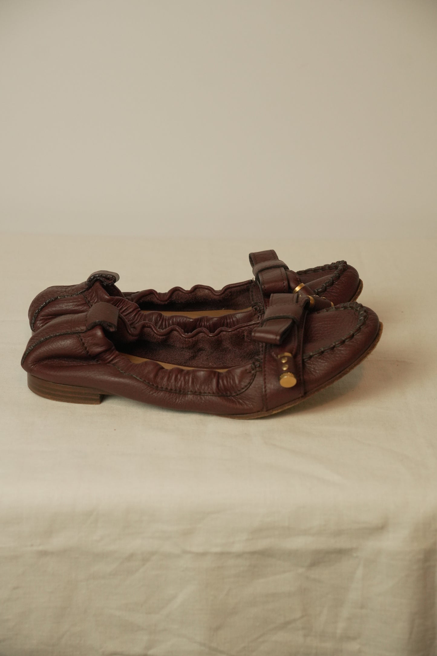 Chloe Burgundy Flats Sz 36