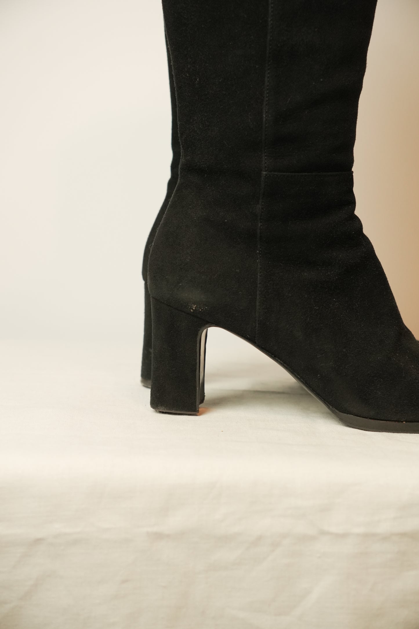 Chanel Suede Long Boots w Logo Sz 38