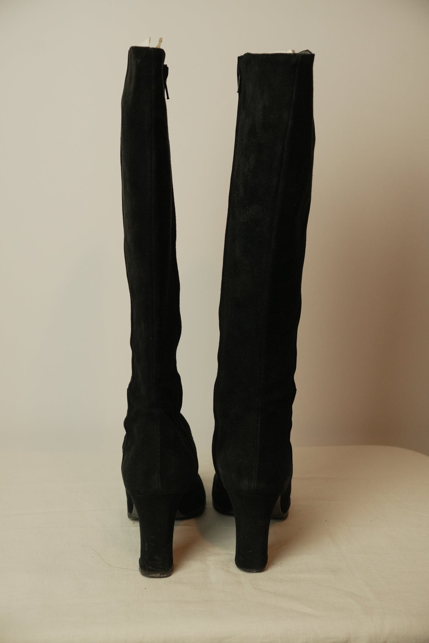 Chanel Suede Long Boots w Logo Sz 38