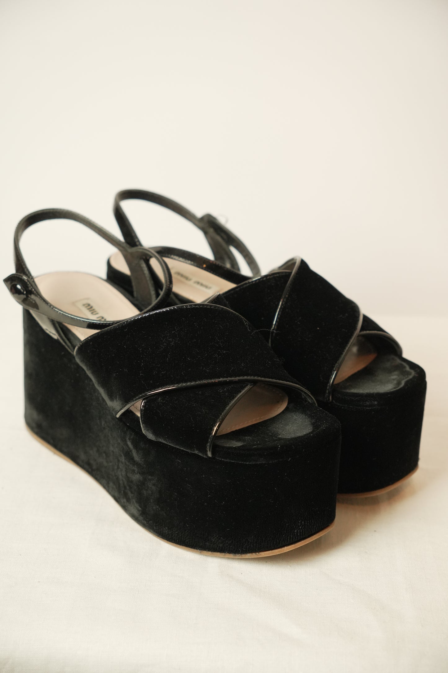 Miu Miu Velvet BNIB Wedge Platforms Sz 38.5