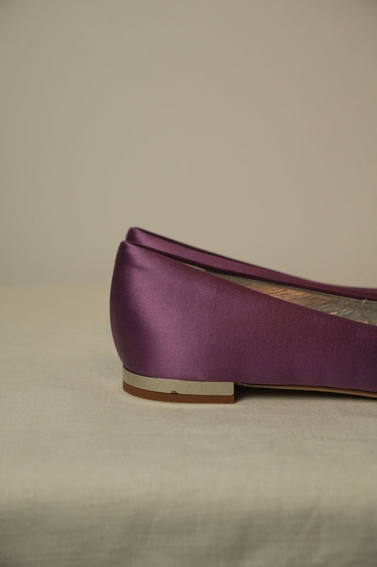 Giuseppe Zanotti Satin Flower Motif Purple Flats Sz 38 BNWB