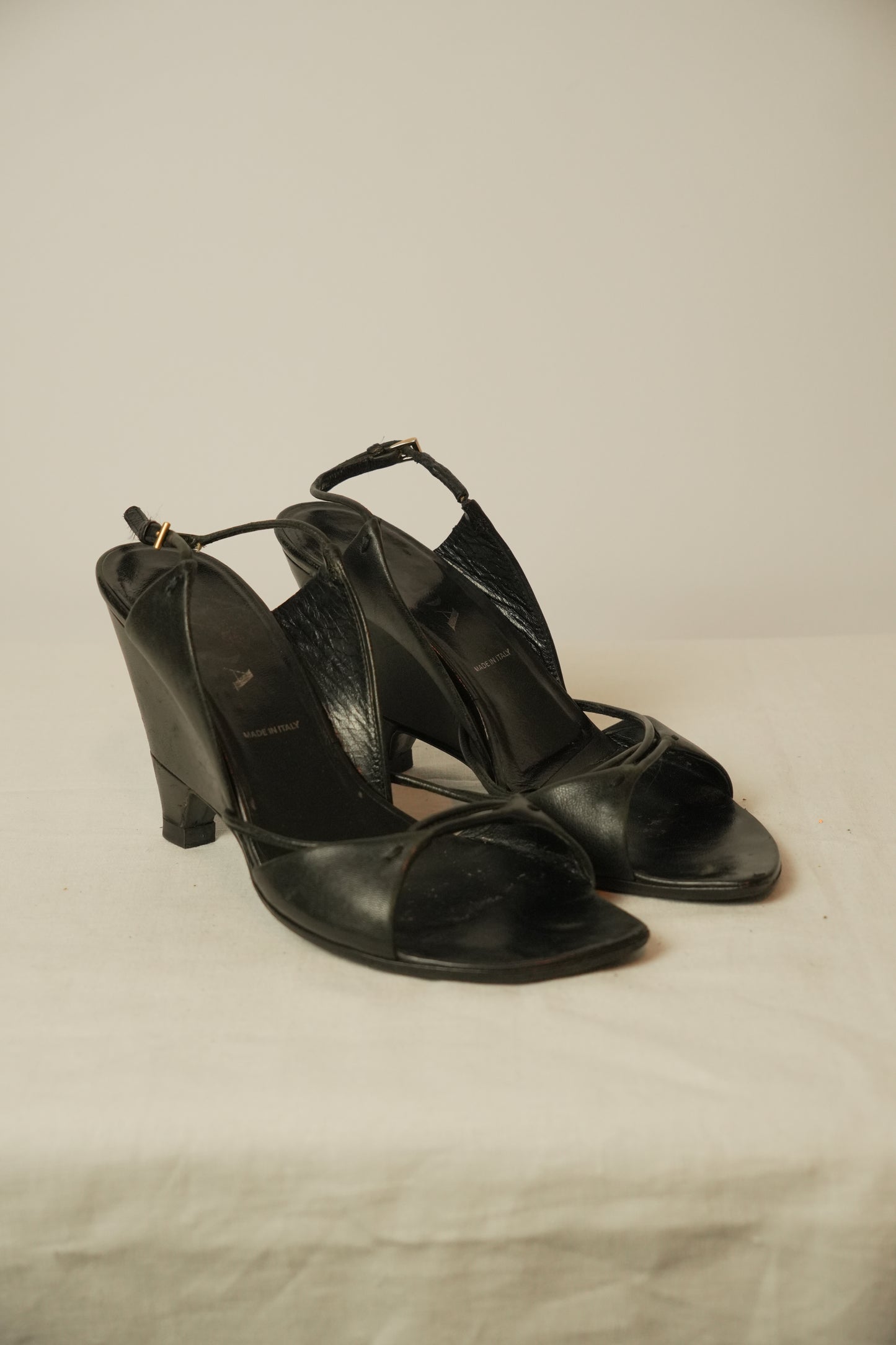 Prada Leather Strappy Wedges Sz 38