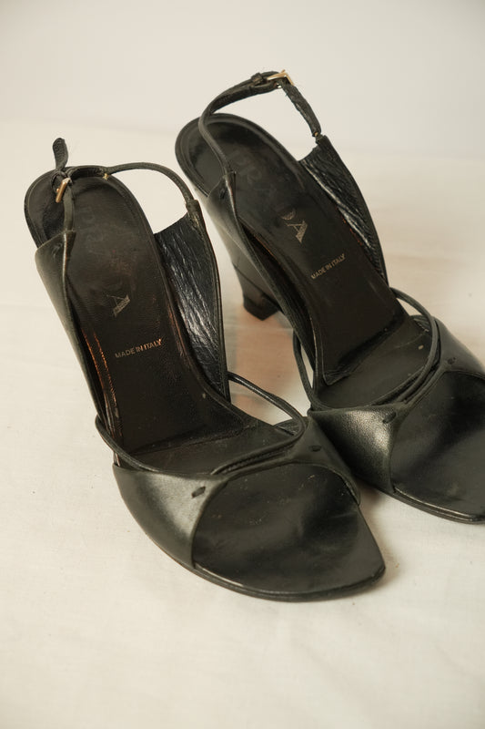 Prada Leather Strappy Wedges Sz 38
