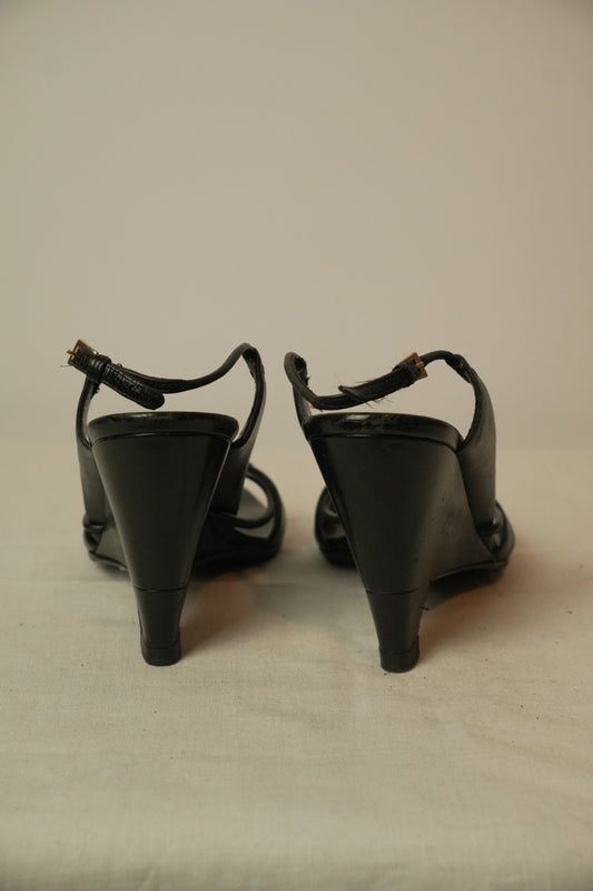 Prada Leather Strappy Wedges Sz 38