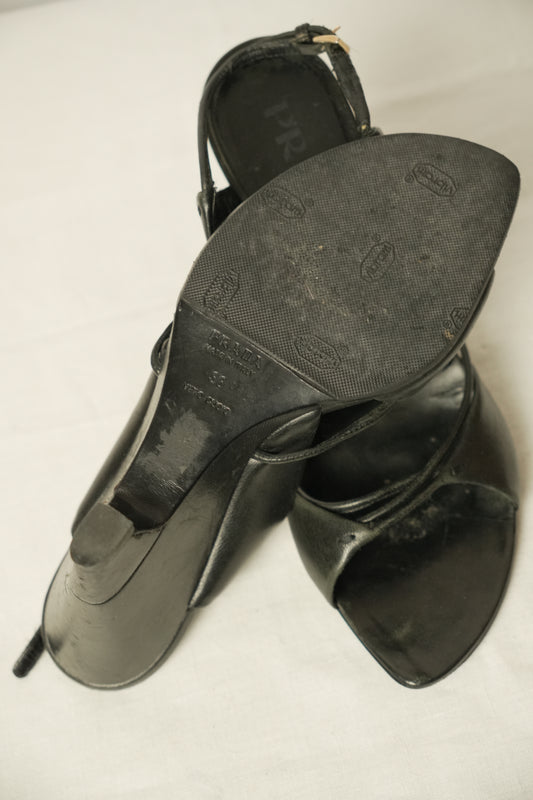 Prada Leather Strappy Wedges Sz 38