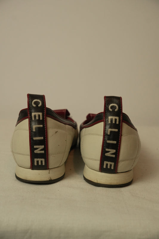 Celine Flats  Leather White x Black 2002 World Cup Sz35.5