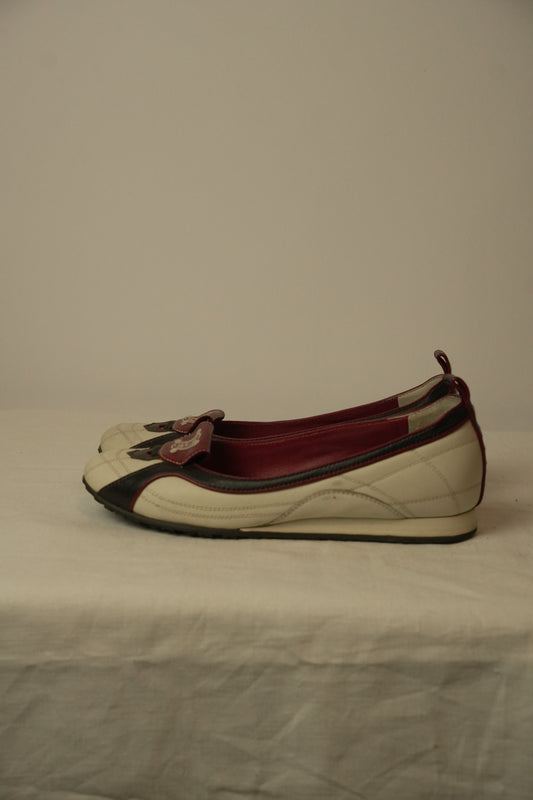 Celine Flats  Leather White x Black 2002 World Cup Sz35.5