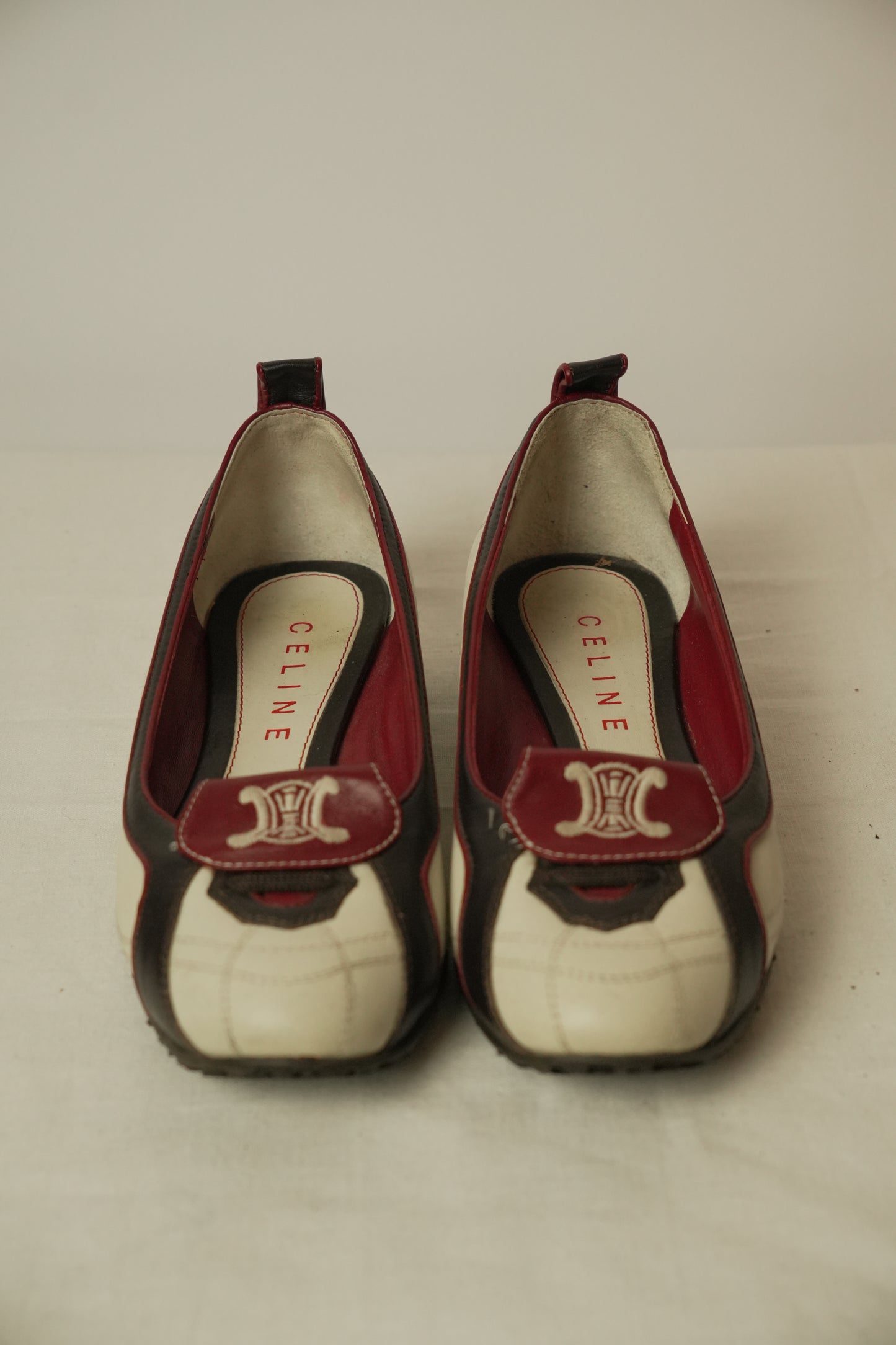Celine Flats  Leather White x Black 2002 World Cup Sz35.5