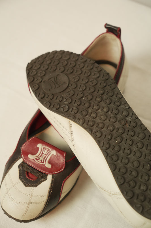 Celine Flats  Leather White x Black 2002 World Cup Sz35.5