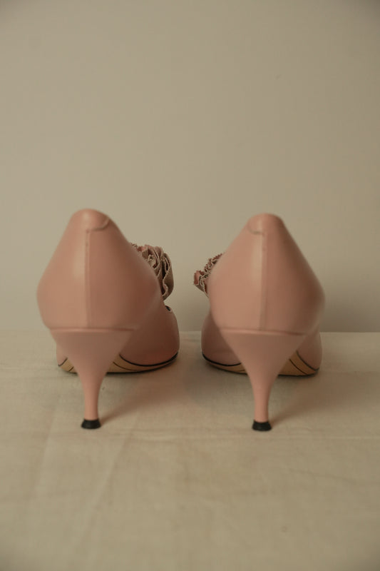 Nina Ricci Floral Motif Nude Pumps sz 37.5