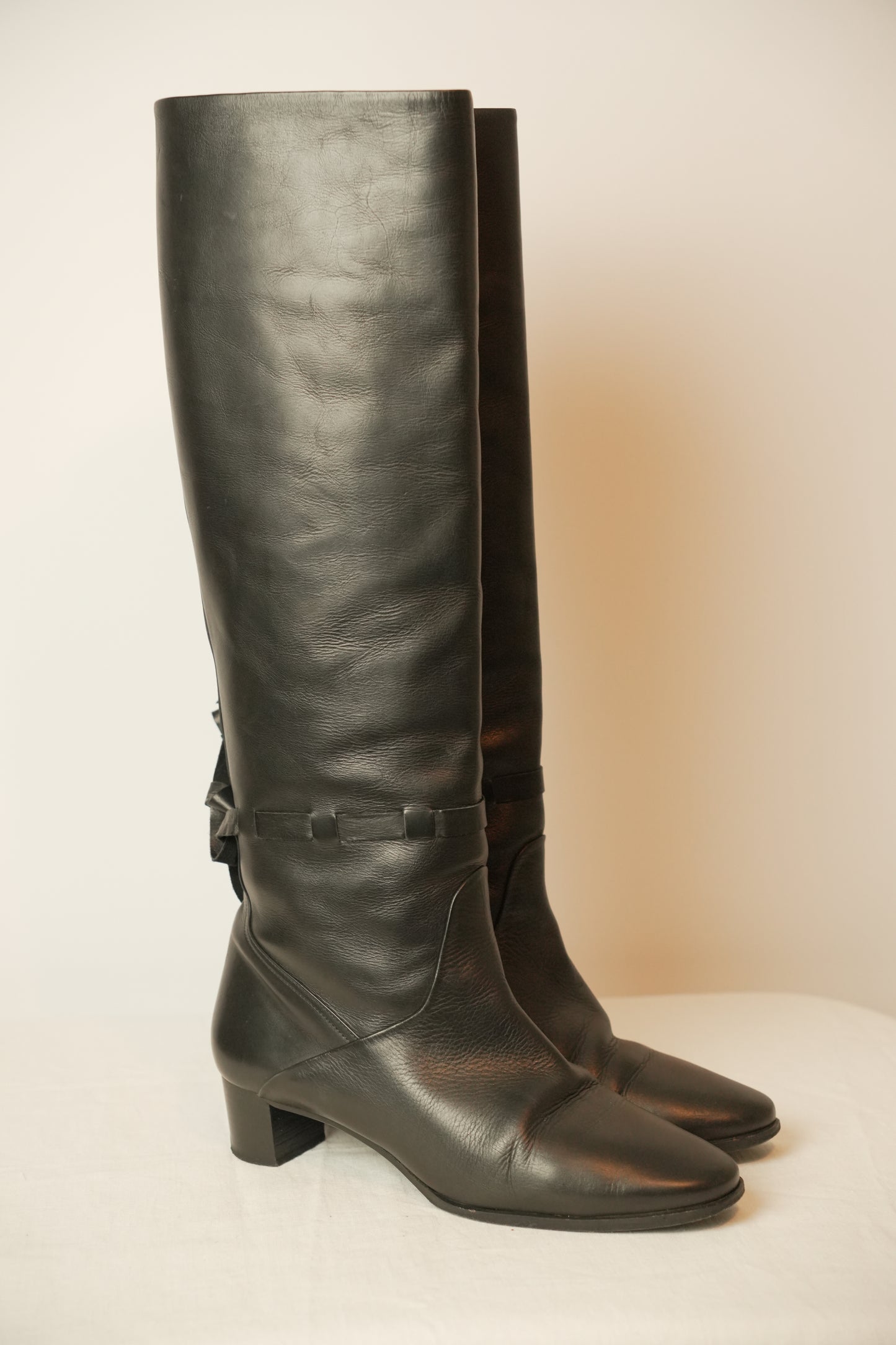 Hermes Leather Knee High Boots Sz 37.5 w box