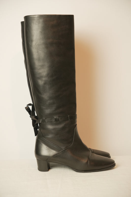 Hermes Leather Knee High Boots Sz 37.5 w box