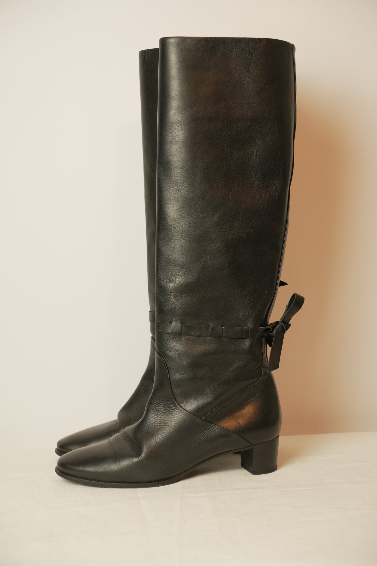 Hermes Leather Knee High Boots Sz 37.5 w box